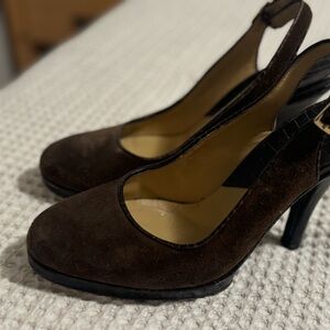 Vintage Michael By Michael Kors Dark Brown Suede Pumps Size 8
